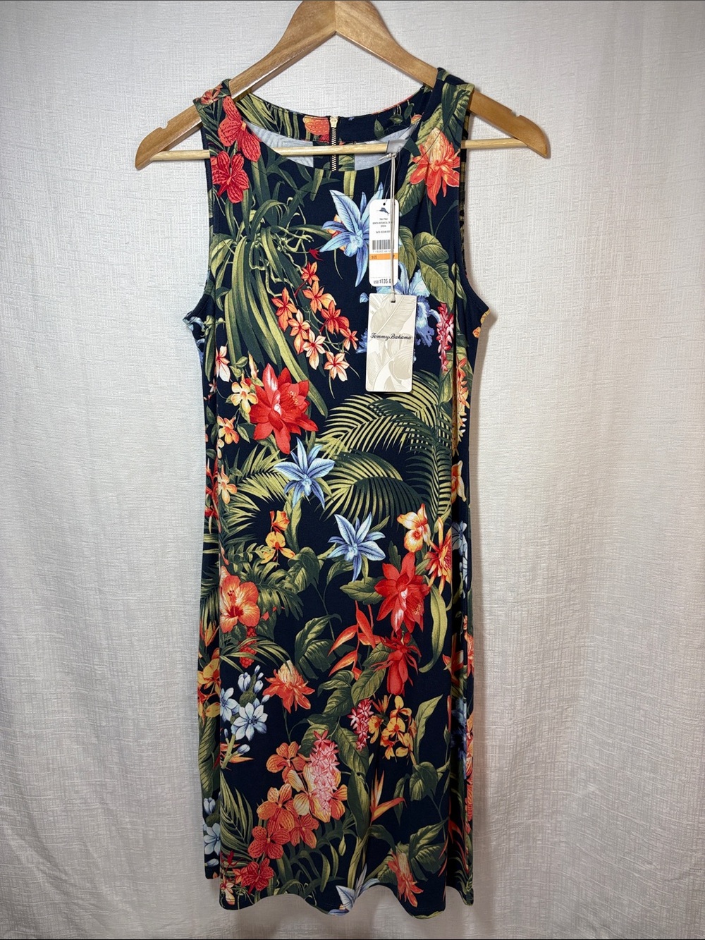 NWT Tommy Bahama Dania Navy Blue Floral Printed Sleeveless Dress, Size Small